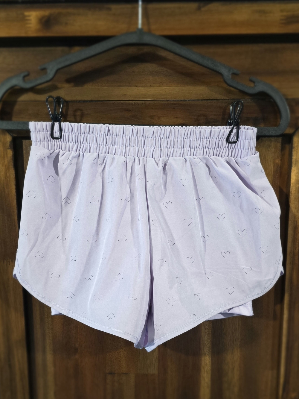 Yogalicious Lavender Heart Eyelet Running Shorts
